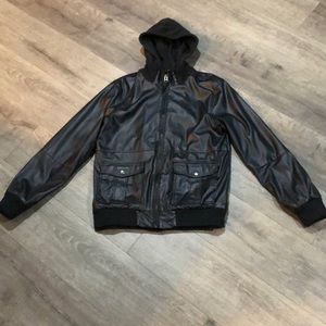 Obey propaganda faux leather jacket mens large